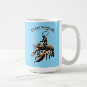 Vintage Diver Riding a Giant Clawed Lobster URM Coffee Mug