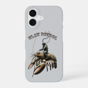 Vintage Diver Riding a Giant Clawed Lobster URM iPhone 16 Case