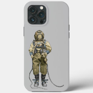 Vintage Diver with Diving Helmet and a Dive Light iPhone 13 Pro Max Case