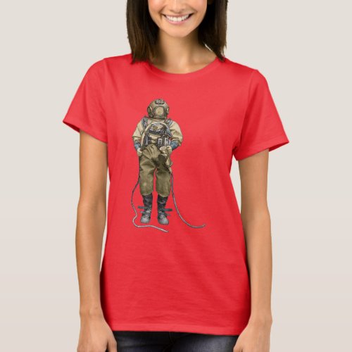 Vintage Diver with Diving Helmet and a Dive Light T_Shirt