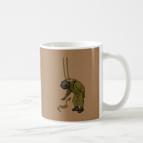 Vintage Diver with Diving Helmet and an Eel Coffee Mug