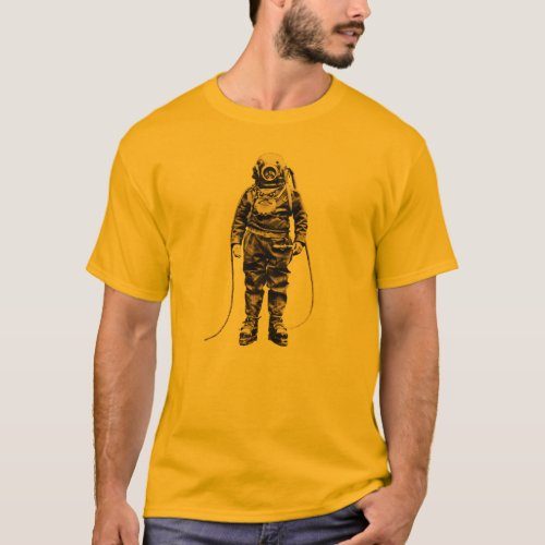 Vintage Diver with Diving Helmet and Equipment T_Shirt