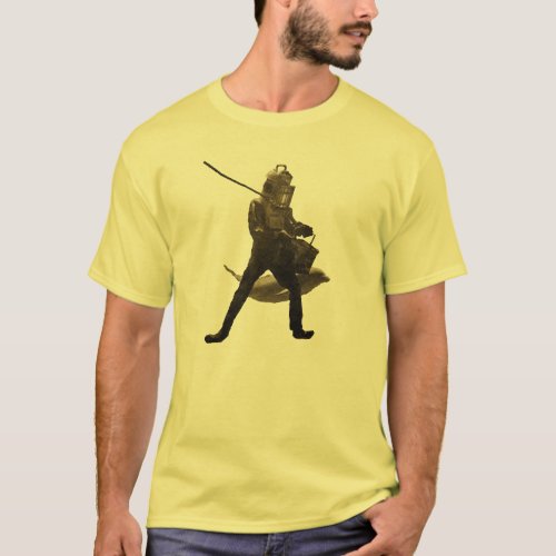 Vintage Diver with Diving Helmet Feeding Dolphins T_Shirt