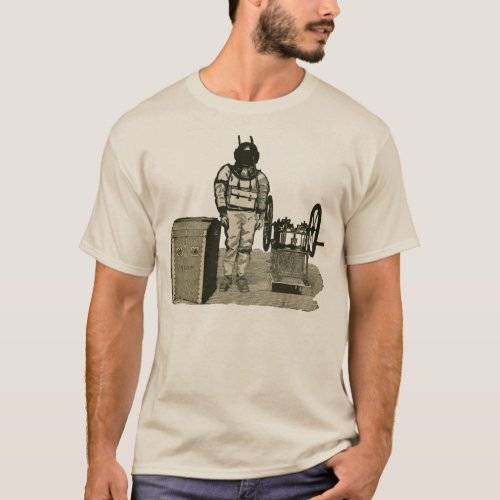 Vintage Diver with Helmet and Pump Illustration T_Shirt