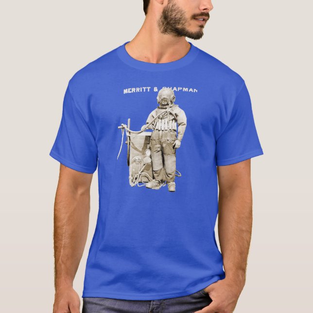 Vintage Diver with Helmet and Pump T-Shirt (Front)