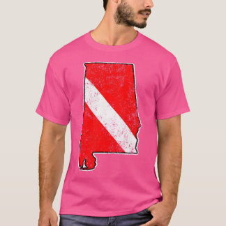 Vintage Diving Alabama Scuba Dive Flag Map Diving T-Shirt