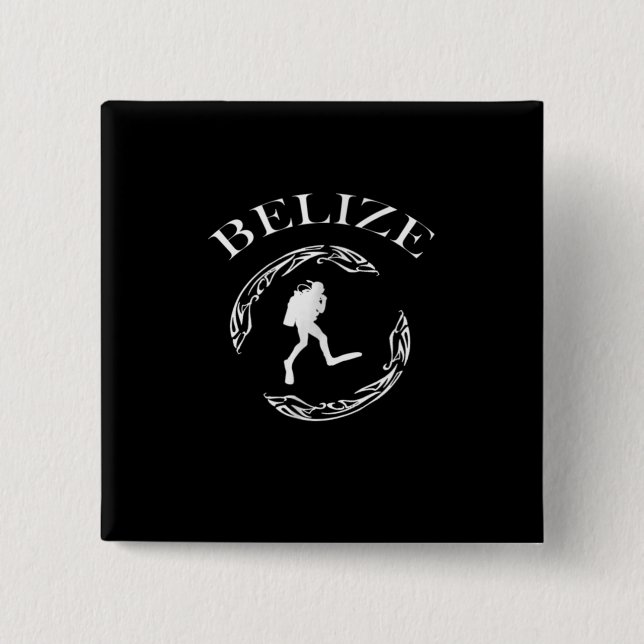 Vintage Diving Belize Scuba Ocean Costume Gift Button (Front)