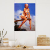 Vintage Diving Board Swimmer Pin Up Girl Poster (Kitchen)