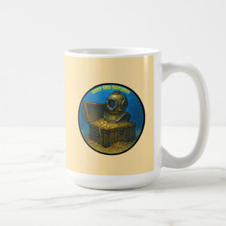 Vintage Diving Helmet on a Treasure Chest URM Coffee Mug