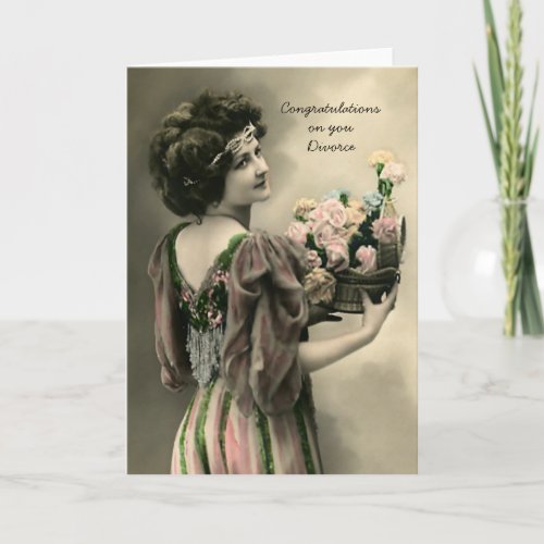 Vintage Divorce Congrats With Flowers Card