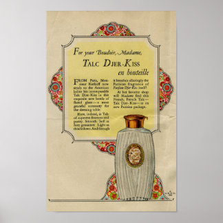 Vintage Djer Kiss Talc powder ad 1924 Poster