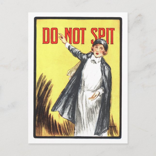 Vintage "Do Not Spit" Tuberculosis Poster Postcard (Front)