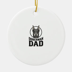 Vintage Doberman Dad Engraving Dog Lover Design_1 Ceramic Ornament