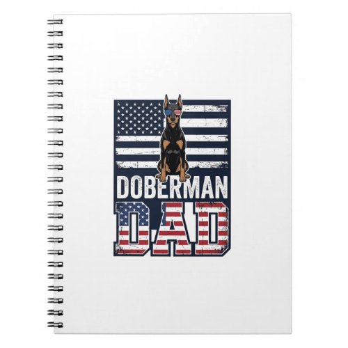 Vintage Doberman Dad Patriotic Dog Shirt Design_1 Notebook