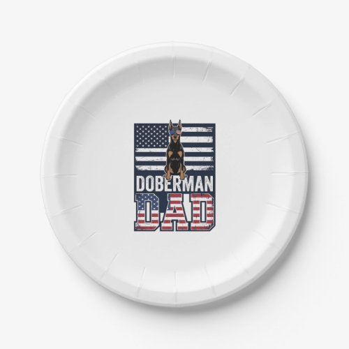 Vintage Doberman Dad Patriotic Dog Shirt Design_1 Paper Plates