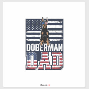 Vintage Doberman Dad Patriotic Dog Shirt Design_1 Sticker