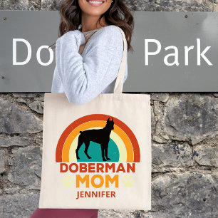 Vintage Doberman Dog Mom Sunset Personalized Tote Bag
