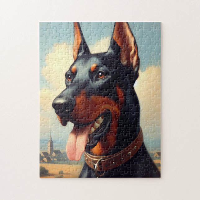 Vintage Doberman Painting Jigsaw Puzzle (Vertical)