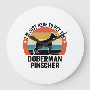 Vintage Doberman Pinscher Dog Lover Shirt Design Large Clock