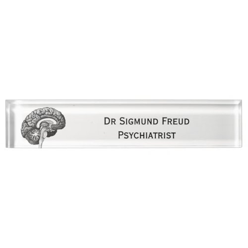 Vintage doctor medical anatomy human brain  desk name plate