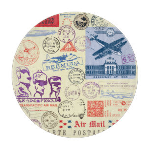 Vintage Document Stamp Decor Set Cutting Board