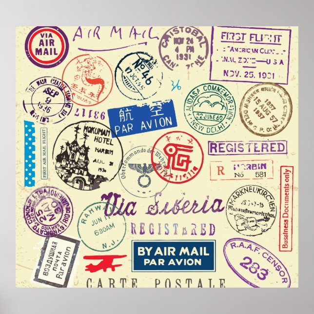 Vintage Document: Stamp Set Collection. Poster (Front)