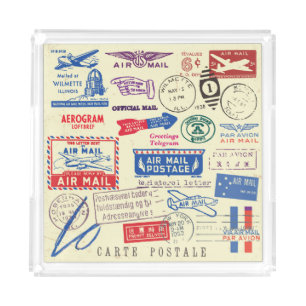Vintage Document Stamp Set Design. Acrylic Tray