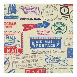 Vintage Document Stamp Set Design. Faux Canvas Print