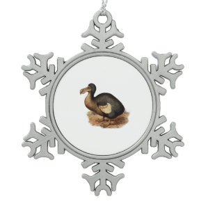 Vintage Dodo Bird Illustration Snowflake Pewter Christmas Ornament