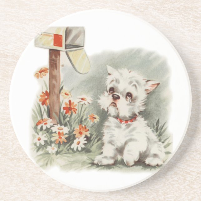 Vintage Dog Art Coaster (Front)