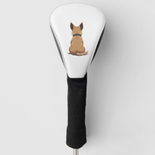 Vintage Dog Back View Illustration with Big Ears P Golf Head Cover