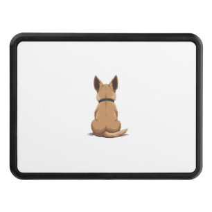 Vintage Dog Back View Illustration with Big Ears P Hitch Cover