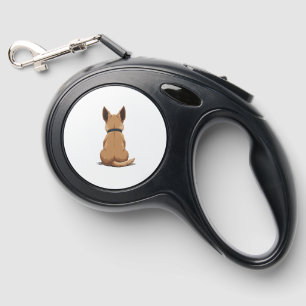 Vintage Dog Back View Illustration with Big Ears P Retractable Pet Leash