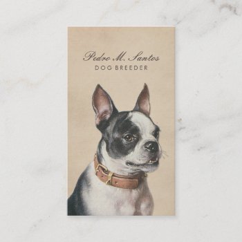 Vintage Dog Breeder Cool Animal Cream Professional Business Card by red_dress at Zazzle