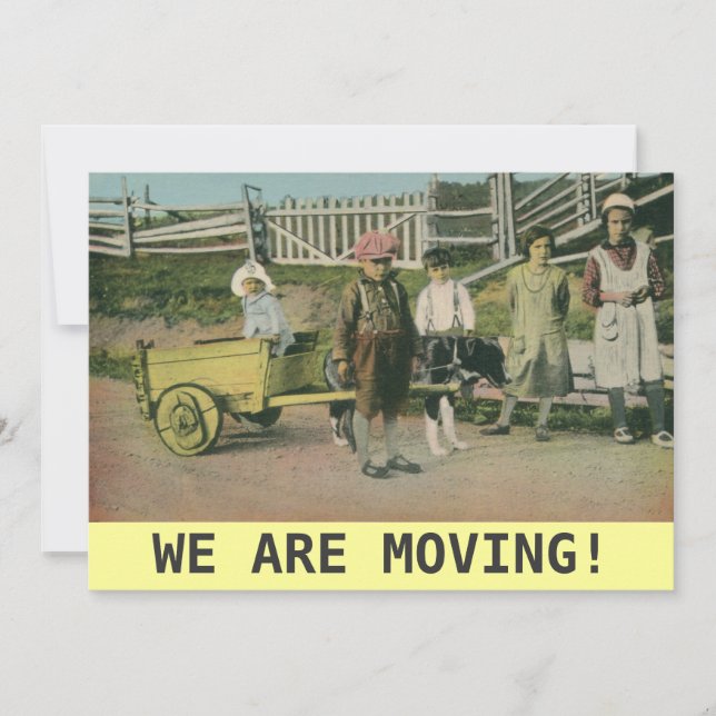 vintage dog cart We are moving announcement (Front)
