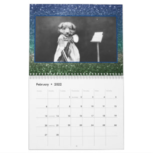 Vintage Dog Cat Photo Glitter Cute 12-month Calendar