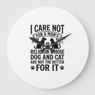 Vintage Dog Cat Religion Quote Pet Lover Design_1 Large Clock