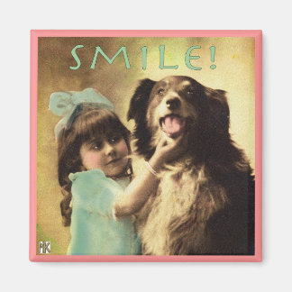 Vintage Dog Collie Smile Photo Magnet