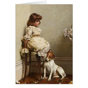 Vintage - Dog Comforts Girl in Time Out, Cards