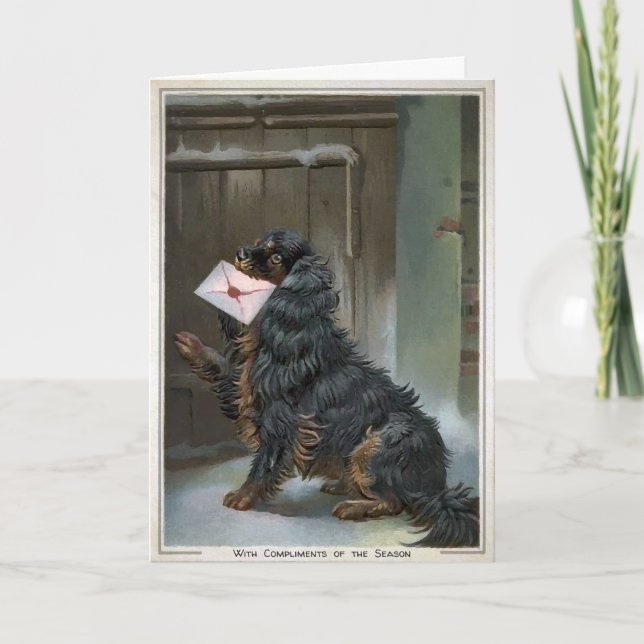 Vintage Dog Customizable Holiday Card (Front)