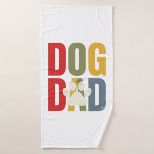 Vintage Dog Dad Paw Print Retro Typography Shirt_1 Bath Towel