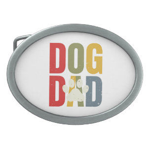 Vintage Dog Dad Paw Print Retro Typography Shirt_1 Belt Buckle