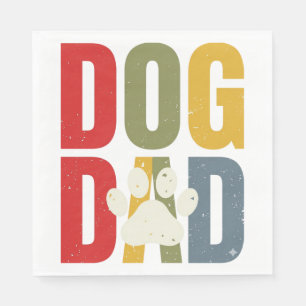 Vintage Dog Dad Paw Print Retro Typography Shirt_1 Napkins