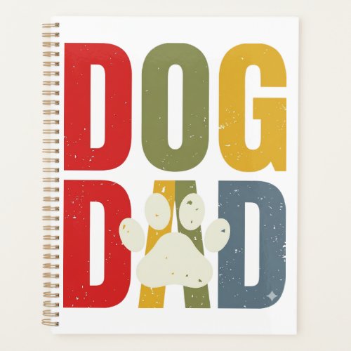 Vintage Dog Dad Paw Print Retro Typography Shirt_1 Planner