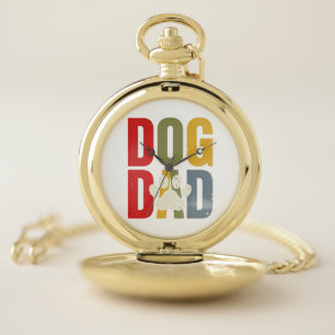 Vintage Dog Dad Paw Print Retro Typography Shirt_1 Pocket Watch