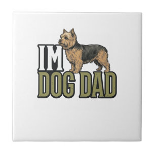 Vintage Dog Dad Terrier Engraving Shirt Design_1 Ceramic Tile