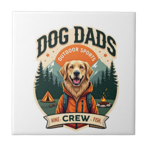 Vintage Dog Dads Outdoor Sports Crew Golden Retrie Ceramic Tile