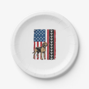 Vintage Dog Flag Paw Print Patriotic Shirt Design_ Paper Plates