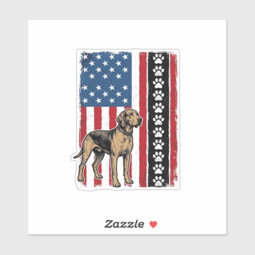 Vintage Dog Flag Paw Print Patriotic Shirt Design_ Sticker