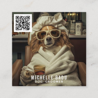 Vintage Dog Groomer Square Business Card